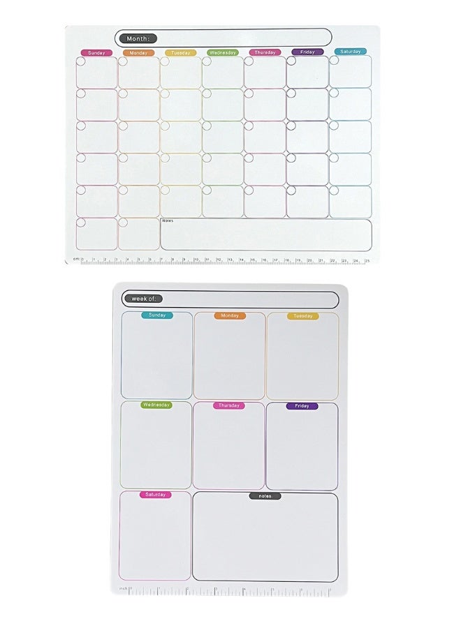 Magnetic Erasable Planner Set - Monthly/Weekly Calendar, To do List, Reminders, doodles, Reusable Fridge Magnet for Home/Kitchen, Message Board, Note Pad, 2 Erasable Pens Included - Image 1